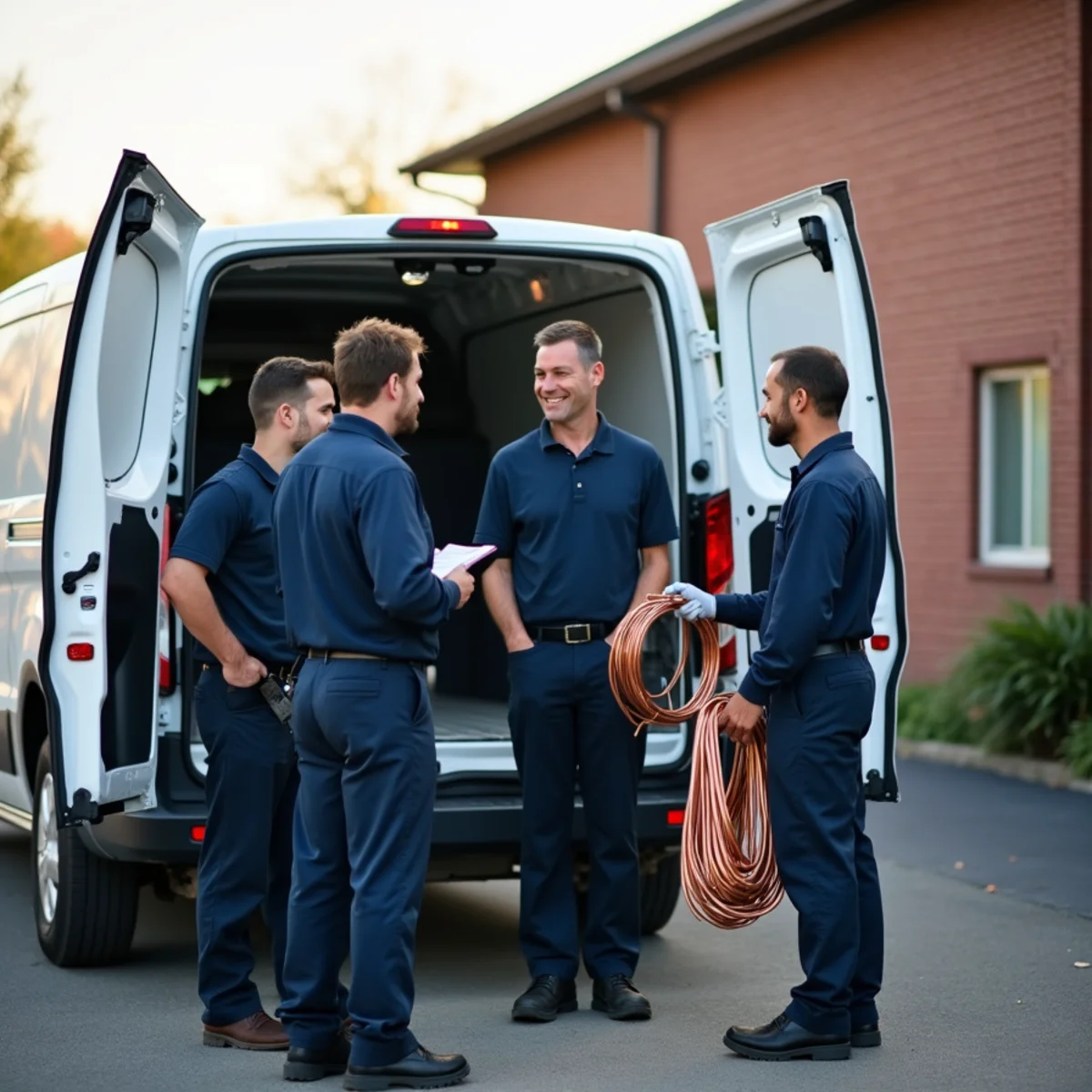 Comfort Air Solutions owner and HVAC technicians loading their service van in Miamisburg, OH
