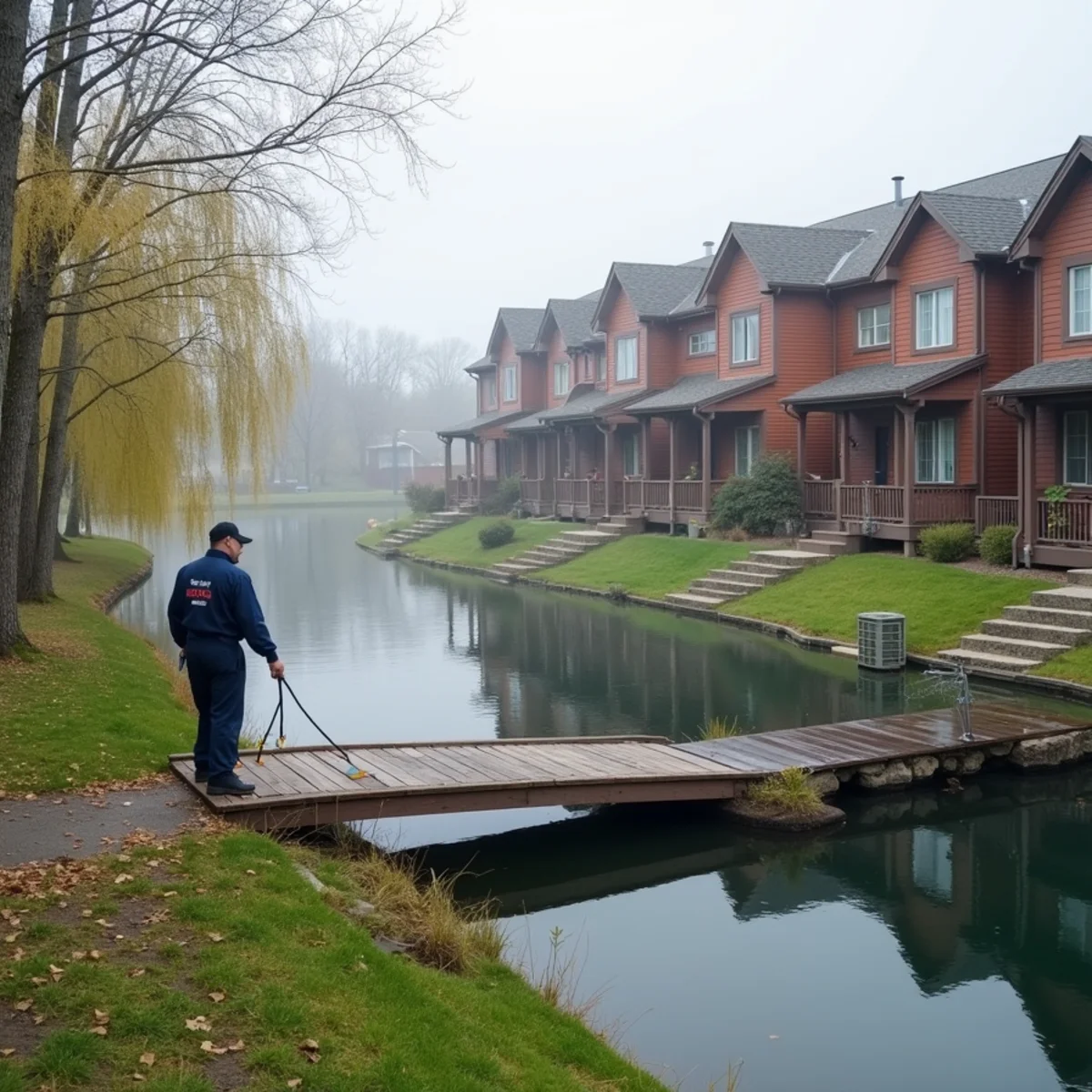 1970s and 1980s lakeside homes and condos with AC condensers in Landen, OH