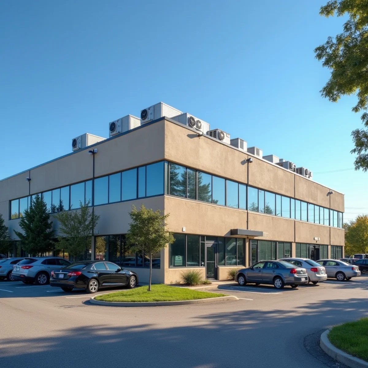 Flex office and warehouse building with rooftop units in Sharonville, OH